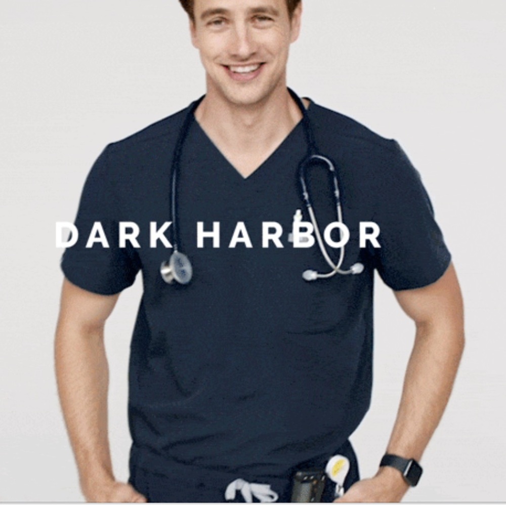 Dark Harbor Grey Figs Scrubs- Catalina top